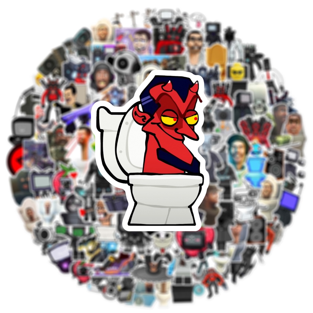 100 cái / bộ skibidi toilet tv man stickers cho trẻ em hình dán trò chơi hình dán trò chơi thực tế hình dán cốc nước