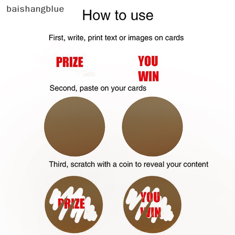 Baishangblue 300 cái tròn scratch off stickers 1 inch diy labels sticker for party activity bhb