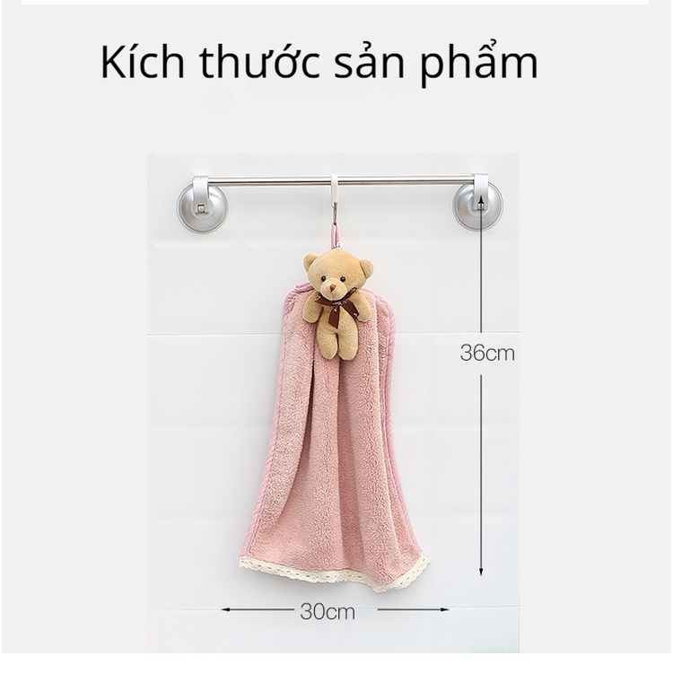 Khăn lau tay nhà bếp nhung san hô dễ thương, khăn treo khăn lau tay