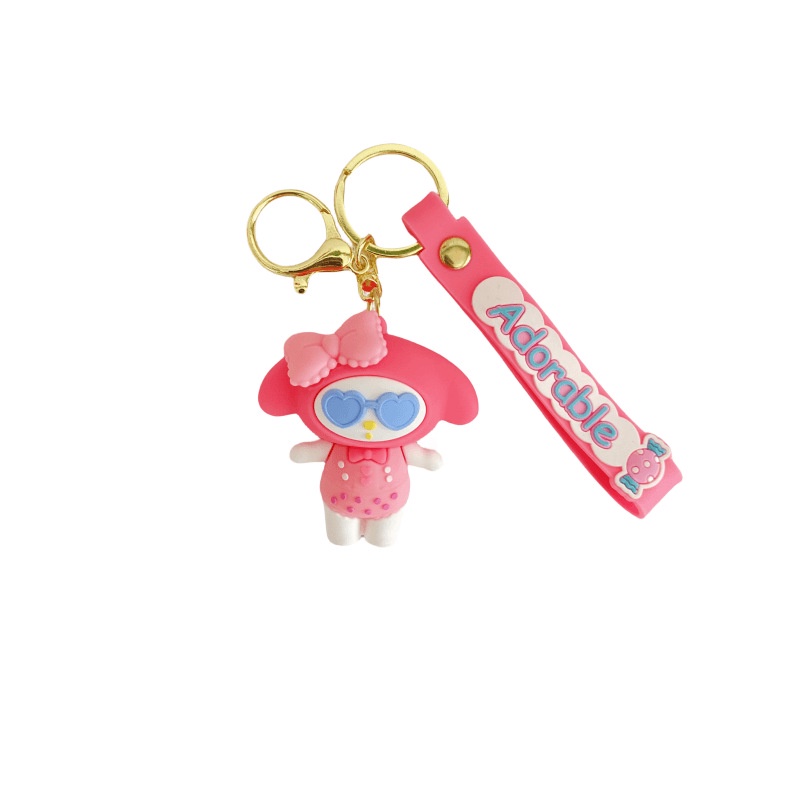 Sq3 sanrio mymelody cartoon keychain túi búp bê dễ thương mặt dây chuyền vòng đeo chìa khóa xe cá tính