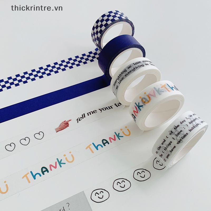 Thi 15mm * 5m phong cách vẽ tay tiếng anh washi tape masking tape kawaii trang trí băng dính sticker scrapbooking diary văn phòng phẩm vn