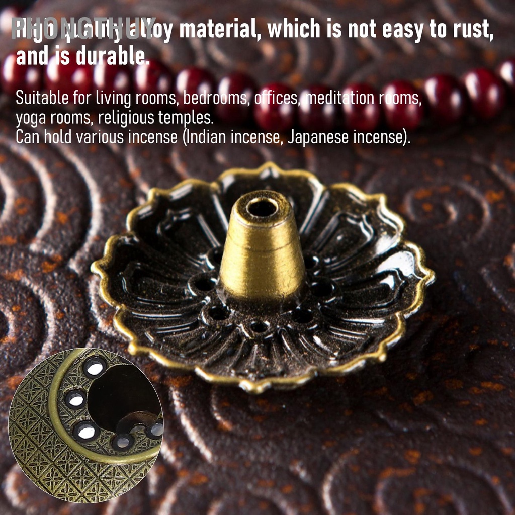 Đế Cắm Nhang Hình Bông Sen Bằng Hợp Kim - Đế cắm nhang vòng đặt hương cây 9 lỗ phụ kiện thác khói trầm hương Trang trí thiền Yoga