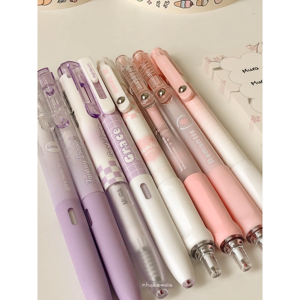 Bút bi gel mực đen Mura cute ngòi kim 0.5mm Nhà Kawaii