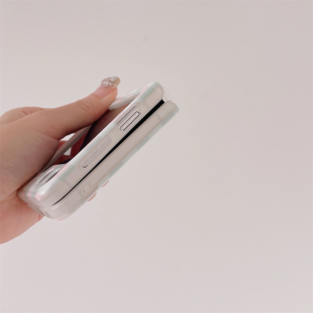 Vỏ điện thoại tpu mềm cho samsung galaxy z flip 5 5g flip5 ins korean lattice love bracelet silicone anti-fall cover case