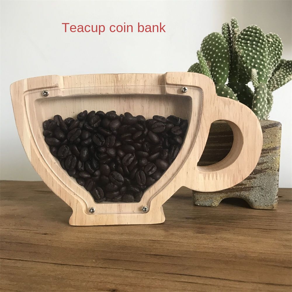 Ống Heo Tiết Kiệm Tiền Bằng Gỗ Trơn Trang Trí Nhà Cửa Quán Cà Phê