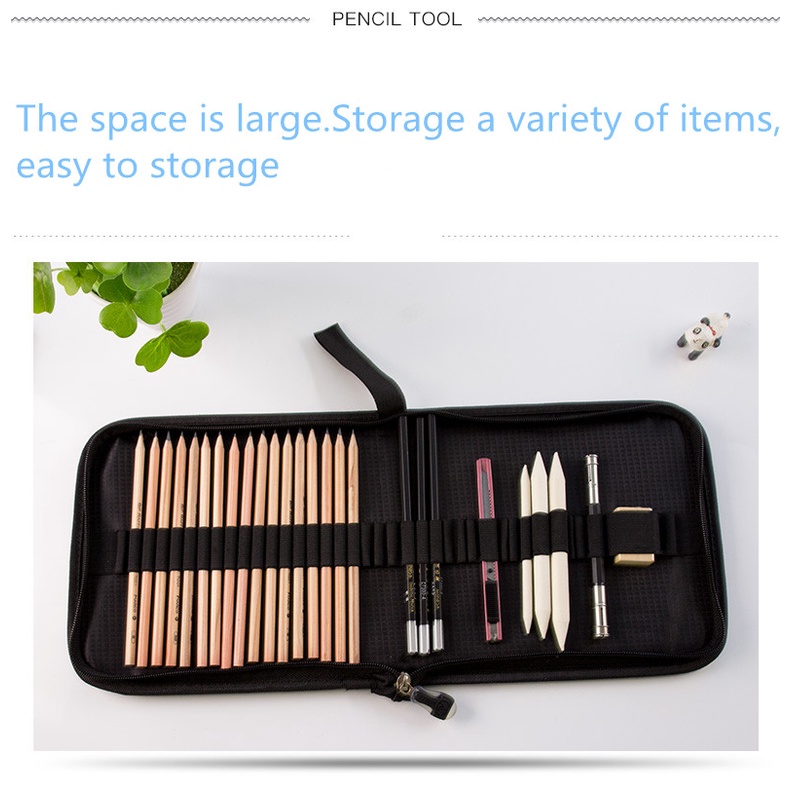 Túi Đựng Bút Bằng Vải oxford Màu Đen Có Khóa Kéo 36 / 48 / 72 / 120 Lỗ Chất Lượng Cao