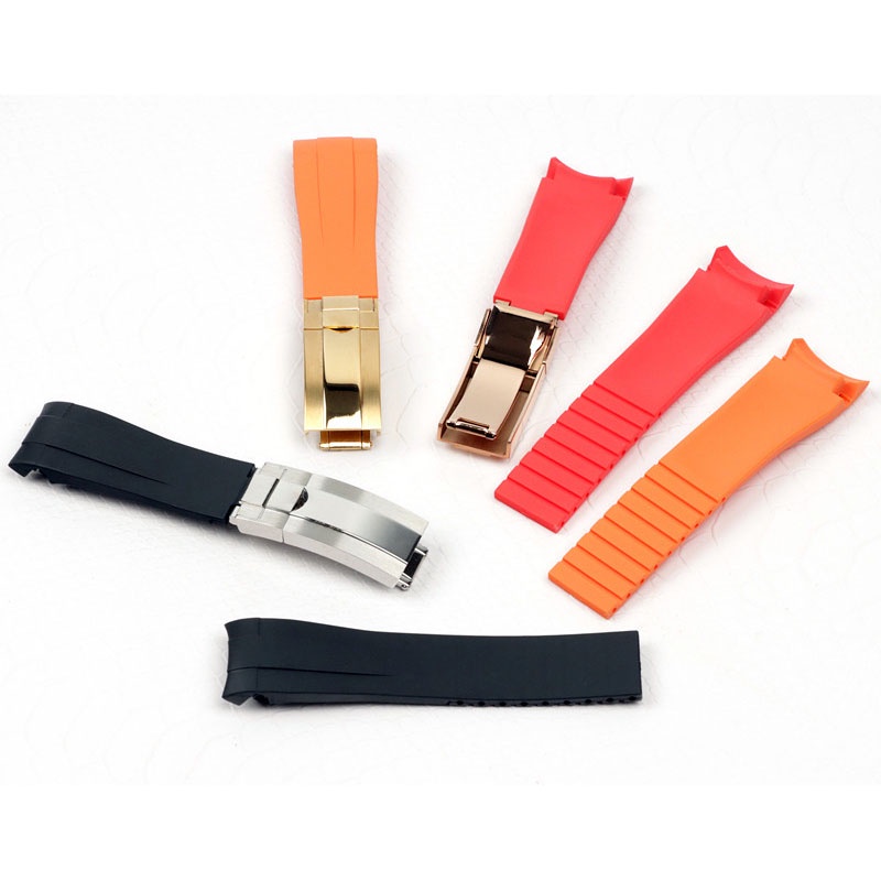 Dây Đeo Thay Thế Bằng Cao Su Silicone Đầu Cong 20mm 21mm Cho Rolex Water Ghost King