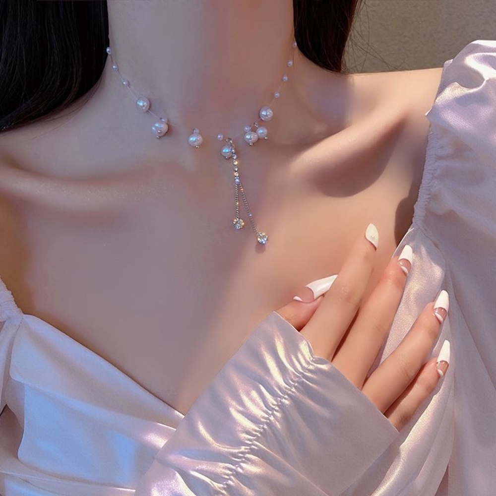 Vòng cổ Đính Ngọc Trai Nhân Tạo Sang Trọng Cho Nữ