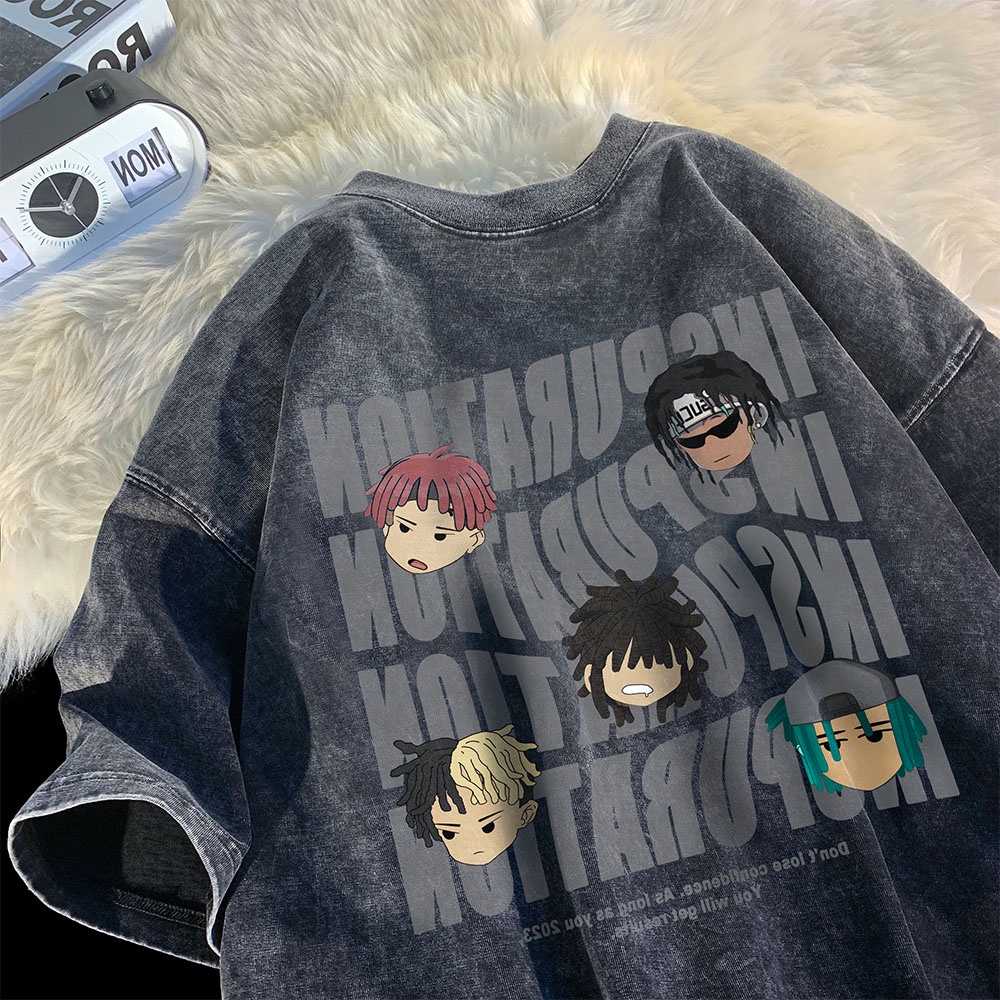 Áo thun NRVP 100% cotton tay ngắn dáng rộng in hoạ tiết độc đáo thời trang