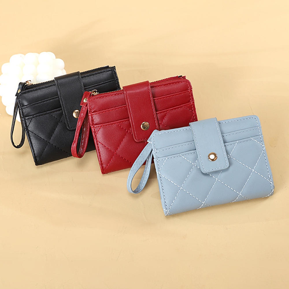 Ví Da PU Ngắn Đựng Thẻ / Tiền Xu Có Khóa Kéo Thời Trang Cho Nữ