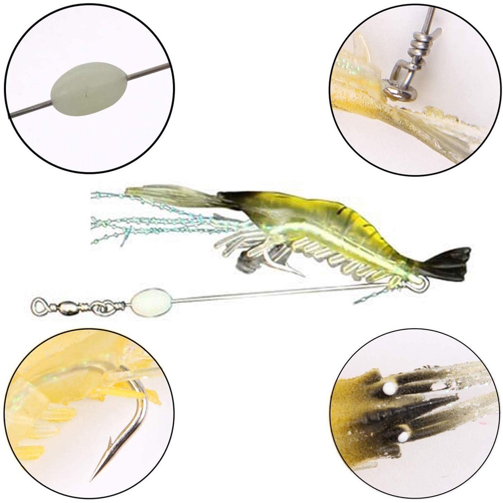 Mồi Câu Cá Giả Hình Tôm Dạ Quang Bằng Silicone Kèm Móc Câu