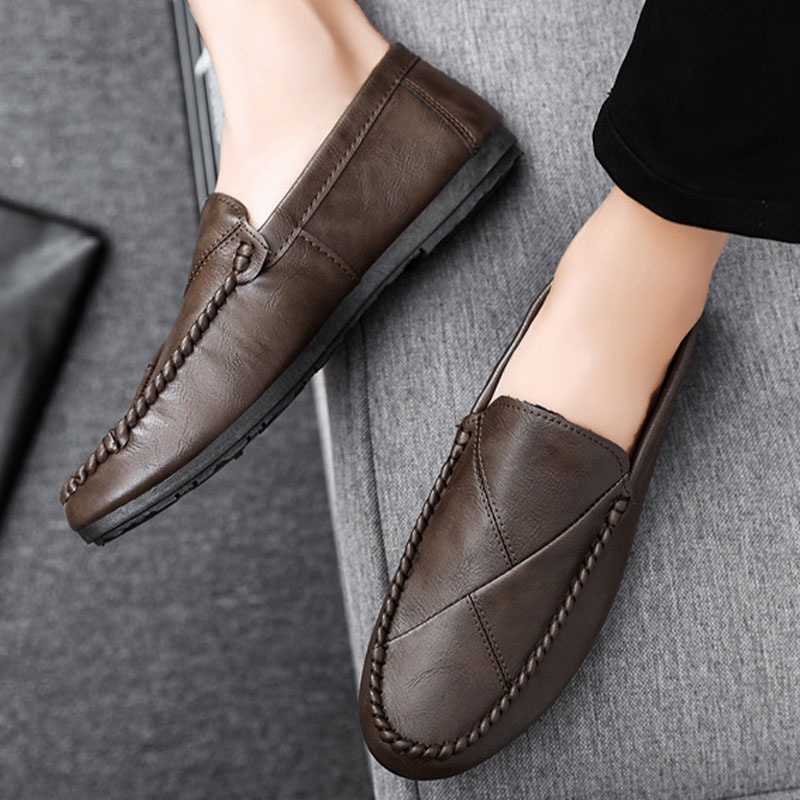 Giày Lười Da Thoáng Khí Phong Cách Hàn Quốc Cho Nam