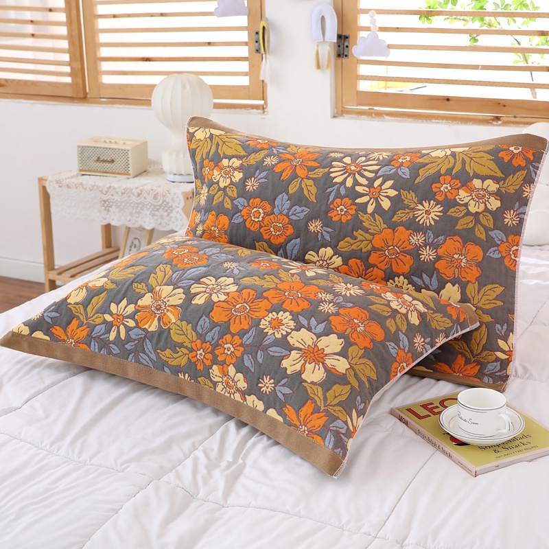 Khăn Gối Cotton 6 Lớp Sợi Gạc Nhuộm Màu Chống Mồ Hôi Thoáng Khí Mới Cho Người Lớn