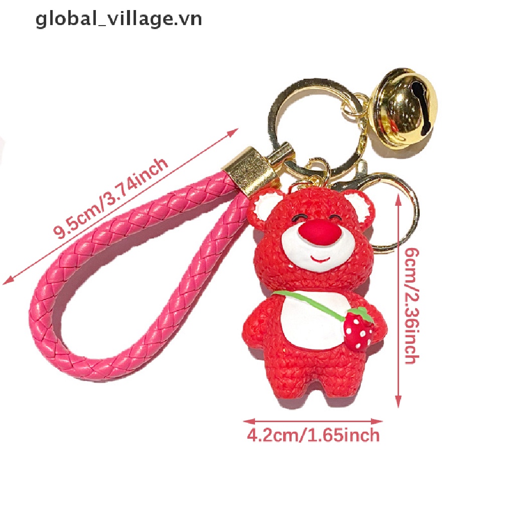 Móc Khóa Resin Hình Gấu Dâu Tây Hoạt Hình Dễ Thương Tinh Tế Làm Quà Tặng Cho Cặp Đôi [VN