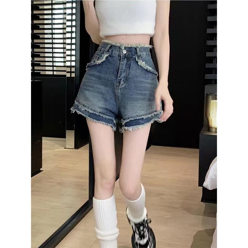 SUXI Quần Short Denim Lưng Cao Dáng Chữ A Thời Trang Mùa Hè Cho Nữ