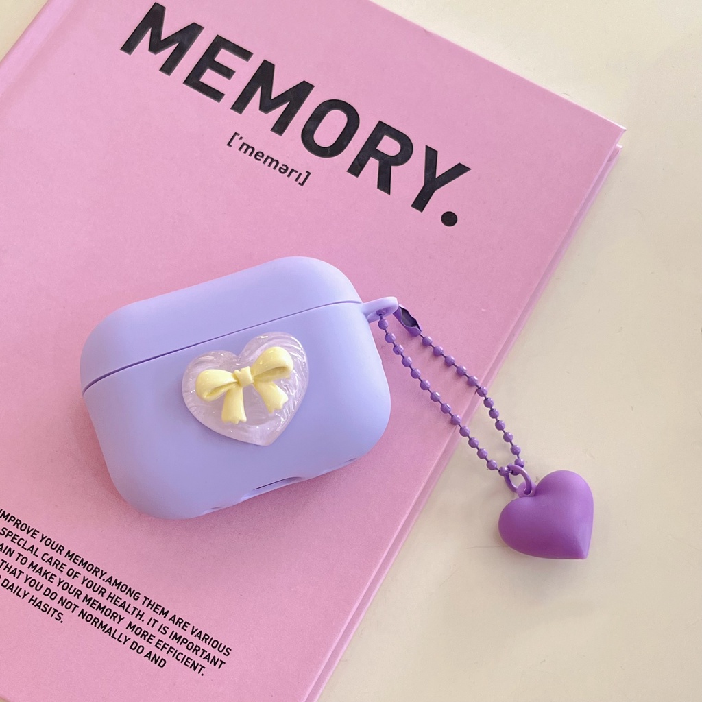 Vỏ Bảo Vệ Hộp Sạc Tai Nghe Bluetooth Không Dây AirPods 1 / 2 Gen 3 Pro2 2022 Bằng Silicon Hình Trái Tim 3D Màu Kẹo Dễ Thương