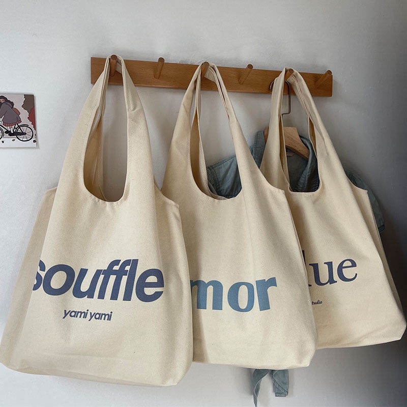 Túi Xách Canvas Cỡ Lớn In Chữ Thời Trang