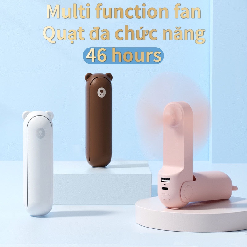 Quạt Mini Cầm Tay Đa Năng 3 Trong 1 SAIMO – Quạt Cầm Tay Mini Kiêm sạc dự phòng 2000mAh Tích Hợp Đèn Pin Chiếu Sáng