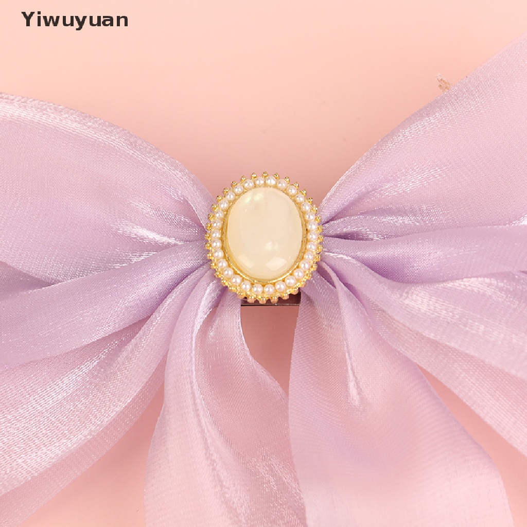 < Yiwuyuan > Kẹp Tóc Hình Nơ Ruy Băng Màu Trơn Thanh Lịch Cho Nữ Giảm Giá