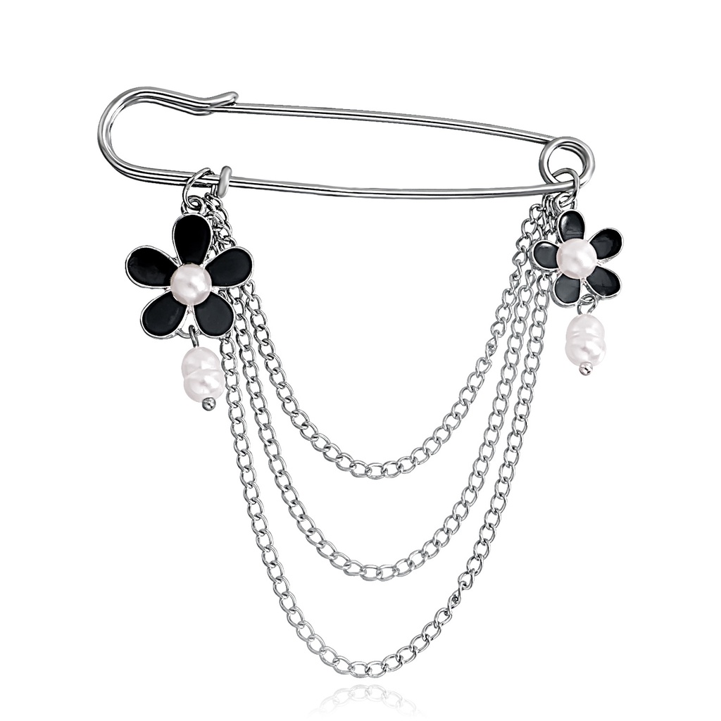 Ghim Cài Áo Hình Dây Xích Bằng Kim Loại Phong Cách Hip Hop Đường Phố Cho Nữ