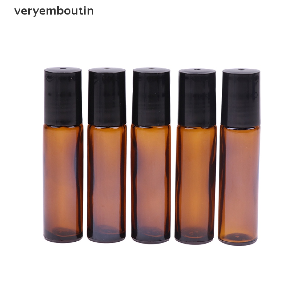 Lọ Thủy Tinh Rỗng 10ml Màu Hổ Phách Có Đầu Lăn Kim Loại