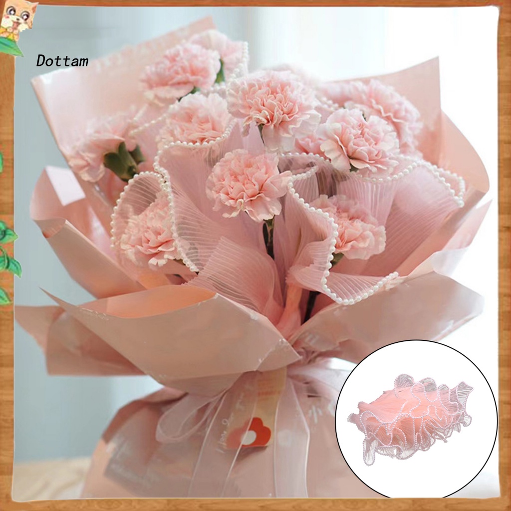 Vải Tuyn Viền Xếp Li Gợn Sóng Dùng Gói Hoa DIY Thanh Lịch
