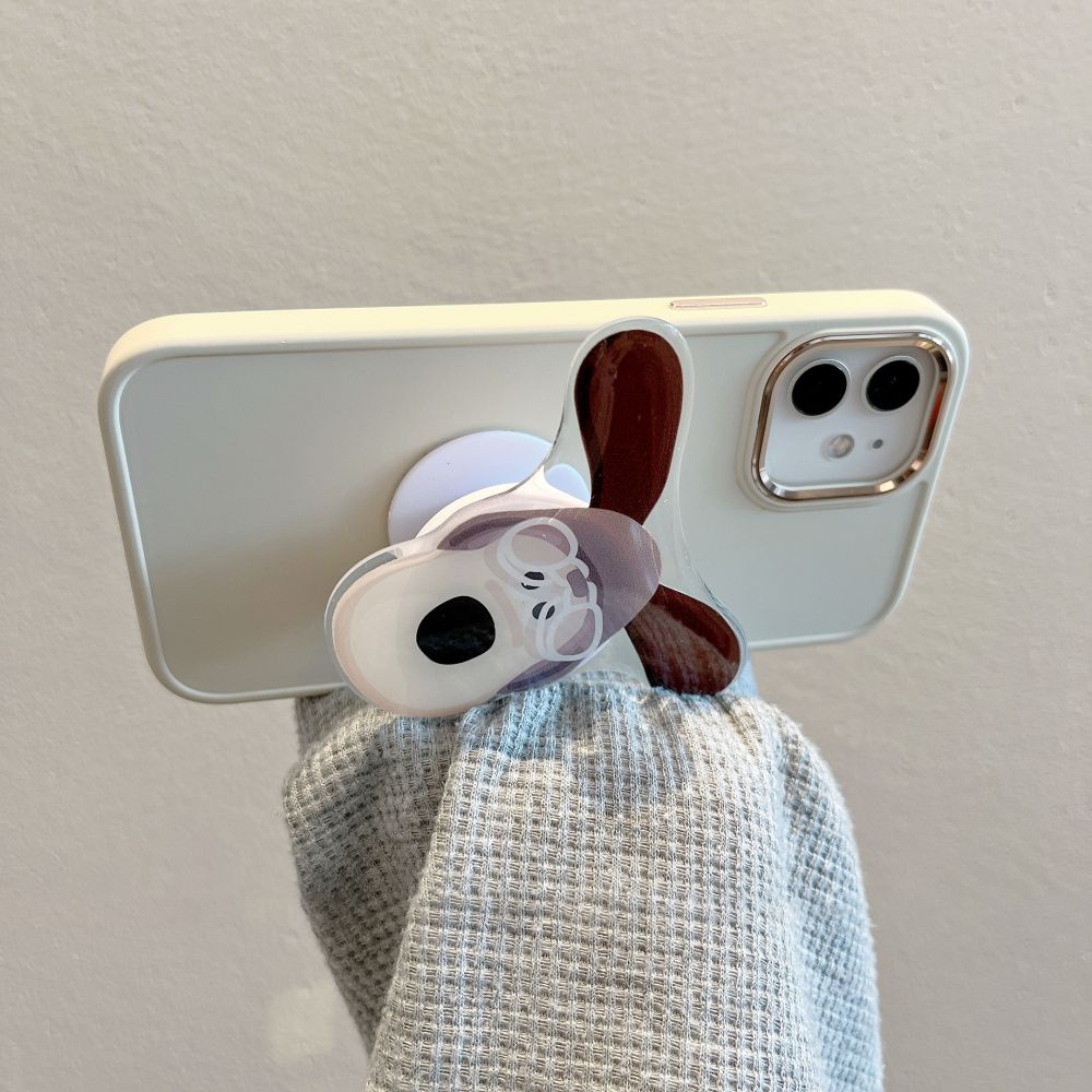 Ốp Điện Thoại TPU Mềm Chống Sốc Chống Bụi Màu Trơn Có Giá Đỡ Hình Cún Cho IPhone 11 12 13 14 Pro Max