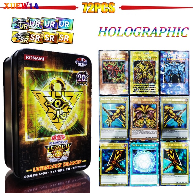 Bộ 72 Thẻ Bài Đồ Chơi Yugioh Laser Bằng Sắt Có Hộp Sắt Màu Xanh Dương Và Trắng