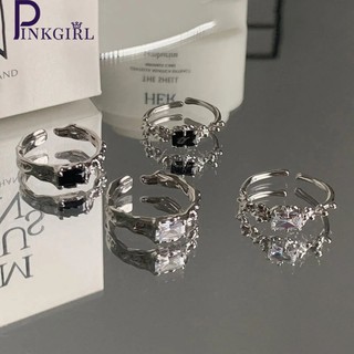 Nhẫn hở đính đá zircon đơn giản thời trang cho nam nữ