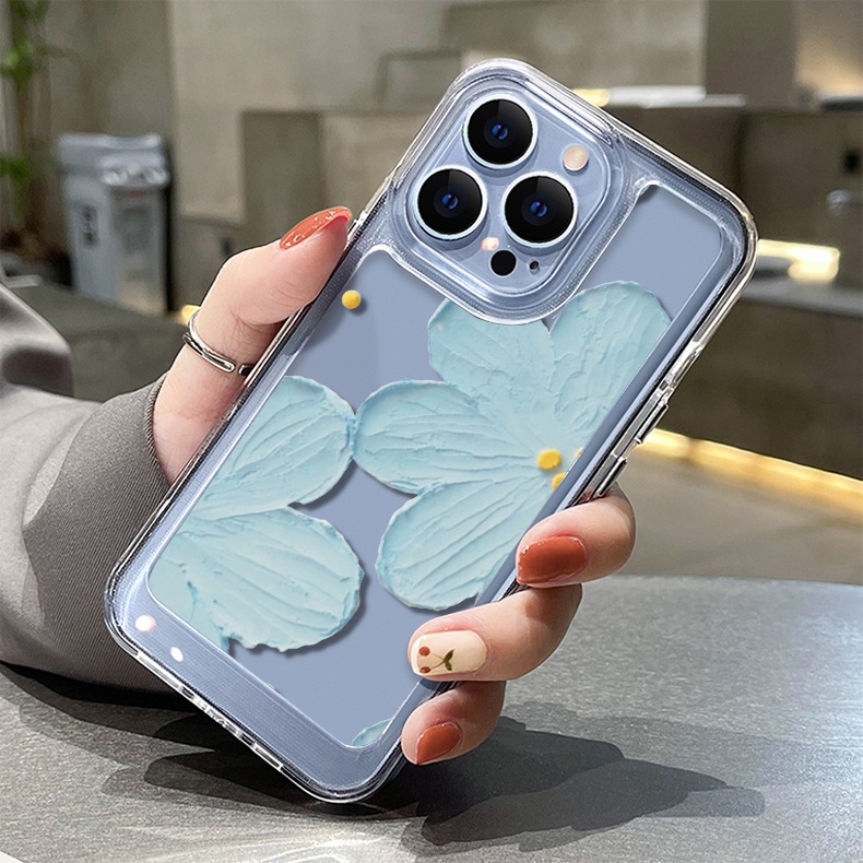 Ốp Điện Thoại DecoPhone TPU Acrylic Hình Hoa Màu Xanh Dương Trong Suốt Samsung Galaxy A73 A54 A53 A34 A33 A23 A14 A13 A04S 4G 5G