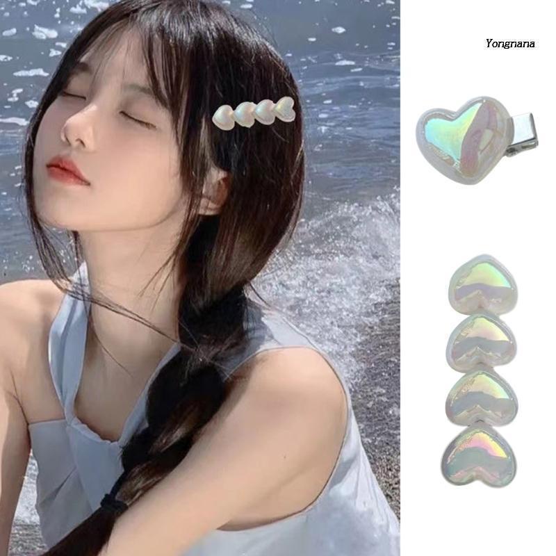 Kẹp Tóc Hình Trái Tim Màu Trắng Sáng Bóng Thời Trang Xuân Hè Cho Bé Gái