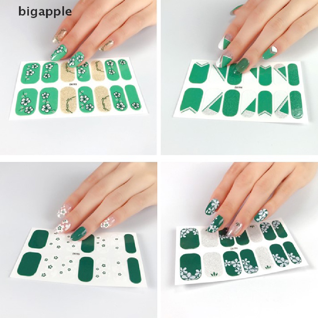 Miếng Dán Móng Tay Giả Họa Tiết Hoa 3D Màu Đồng Bảo Vệ Toàn Diện