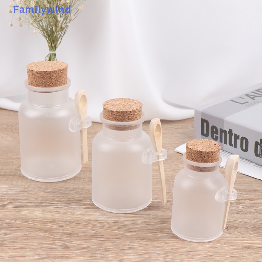 Lọ Nhựa Rỗng Đựng Muối Tắm / Kem / Mỹ Phẩm Có Nút Bần Và Muỗng