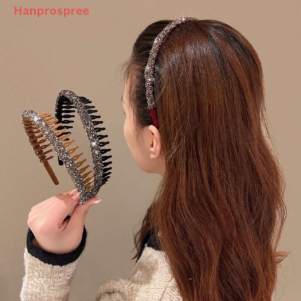 Băng Đô Cài Tóc Bằng Acrylic Đính Đá Chống Trượt Màu Trơn Thời Trang Cho Nữ