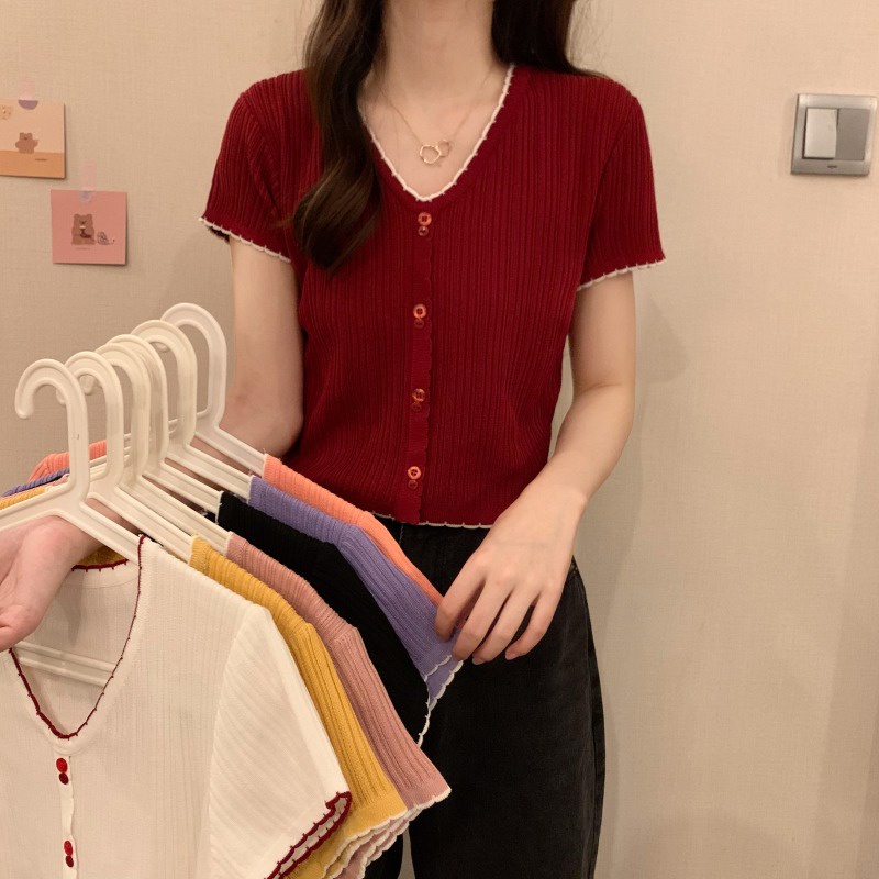Áo Thun Dệt Kim Ngắn Tay Phong Cách Mới Gor24