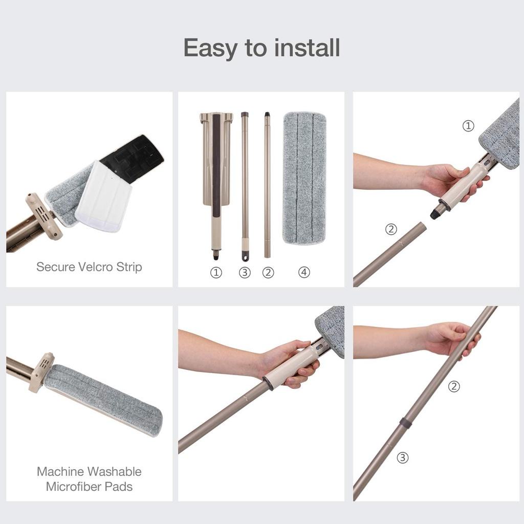 Chổi lau nhà tự vắt và cọ trần - tường - kính đầu Chữ Nhật xoay 360 độ (chưa bao gồm thùng) mã 70068