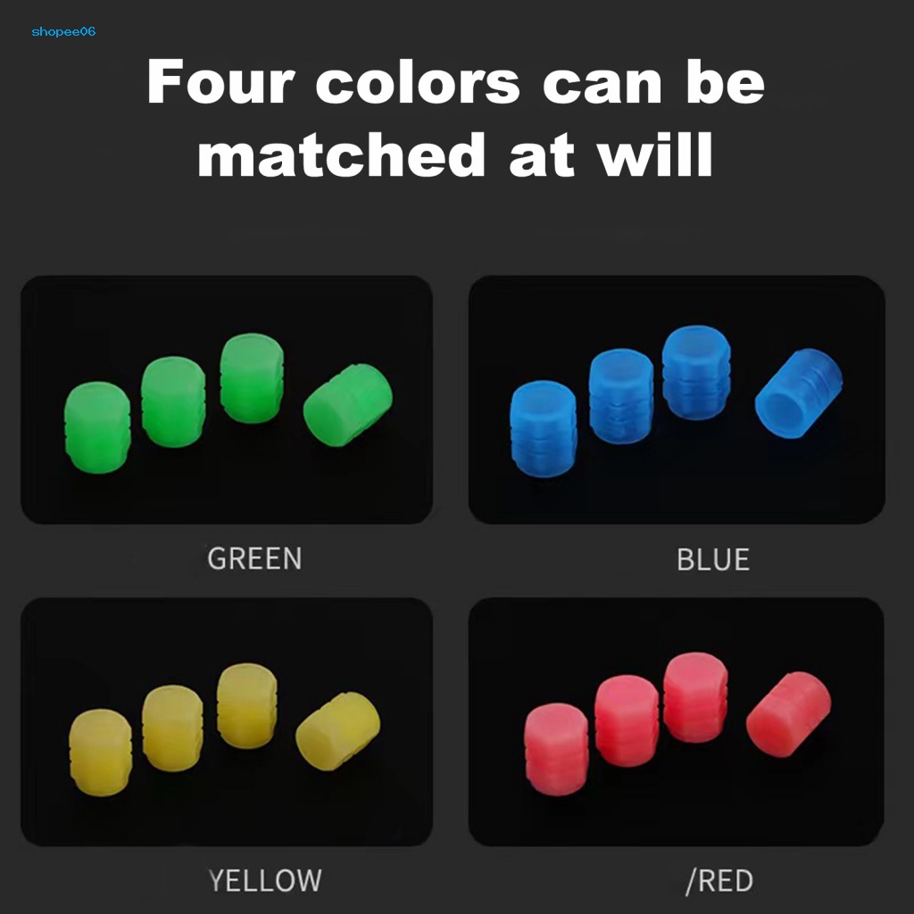 Bộ 4 Vỏ Bọc Van Bánh Xe Bằng Nhựa ABS Phát Quang Chống Mòn Cho Xe Hơi / Xe Máy