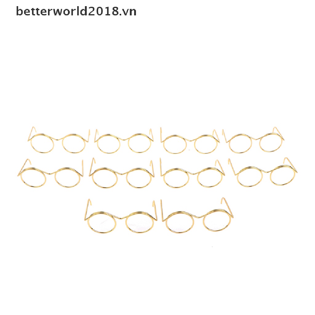 Set 5 / 10 Mắt Kính Không Gọng Tròn Phong Cách Retro Cho Búp Bê 9 / 25 / 30cm