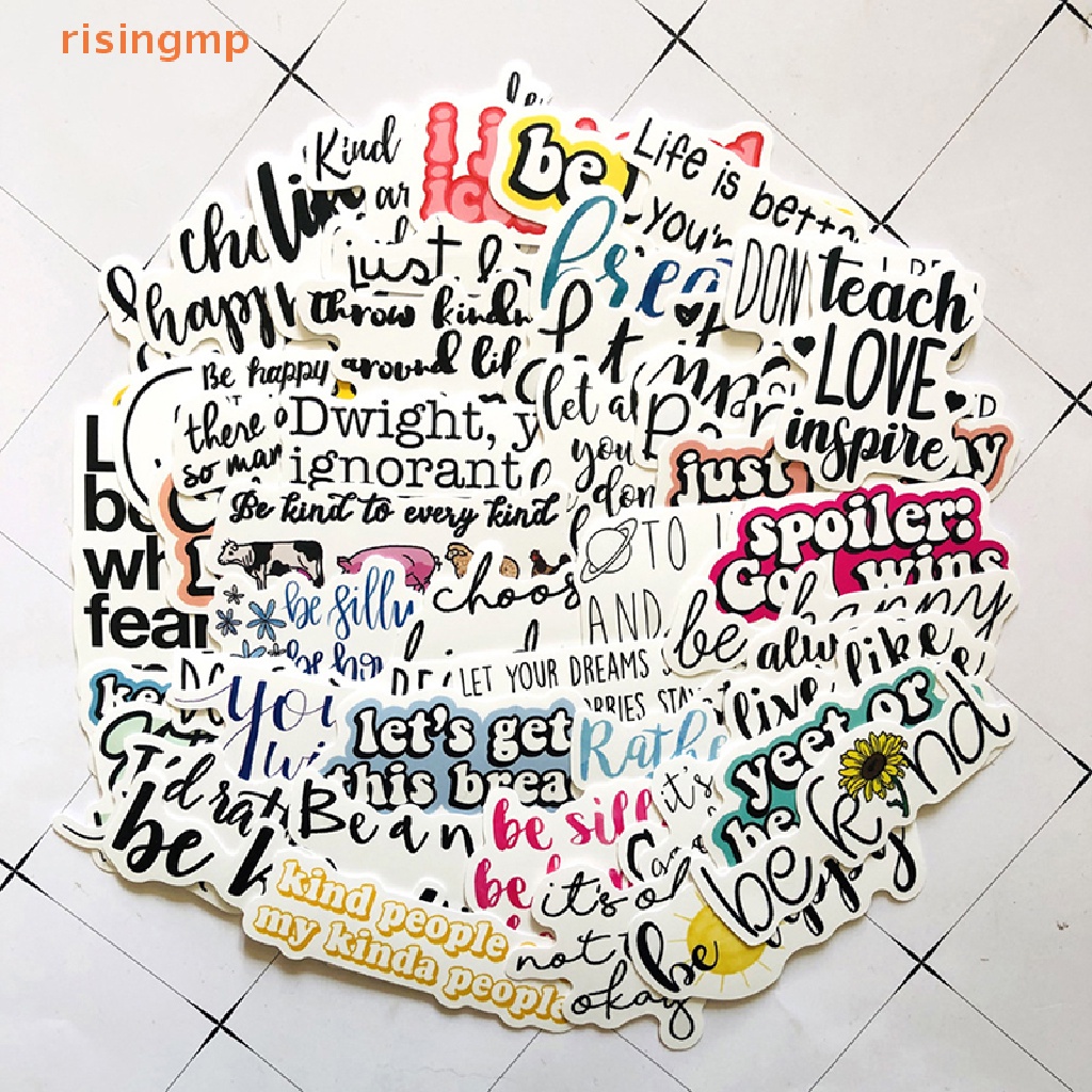 Set 50 Sticker Dán Laptop / Máy Tính In Câu Trích Dẫn Tiếng Anh