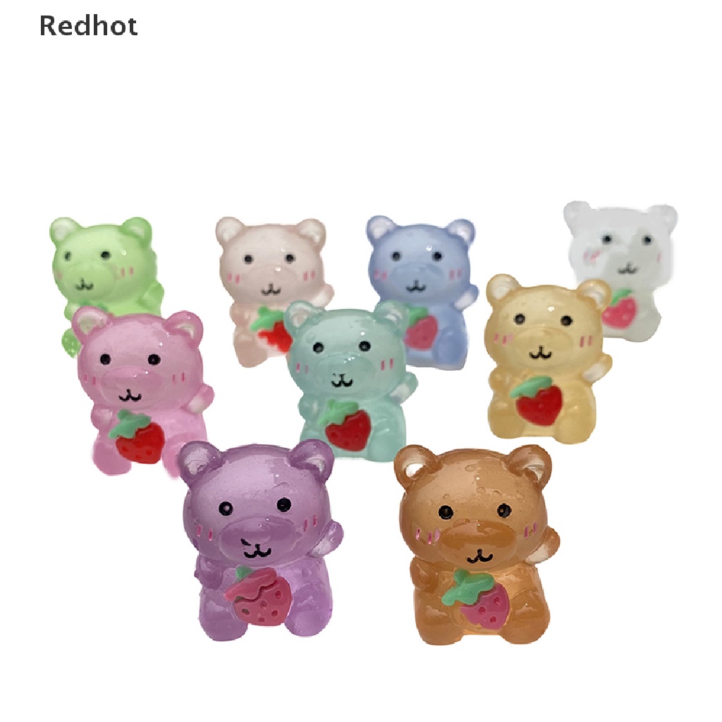 &lt; Redhot &gt; Bộ 2 Búp Bê Gấu Dâu Hoạt Hình Phát Sáng Trang Trí Tiểu Cảnh