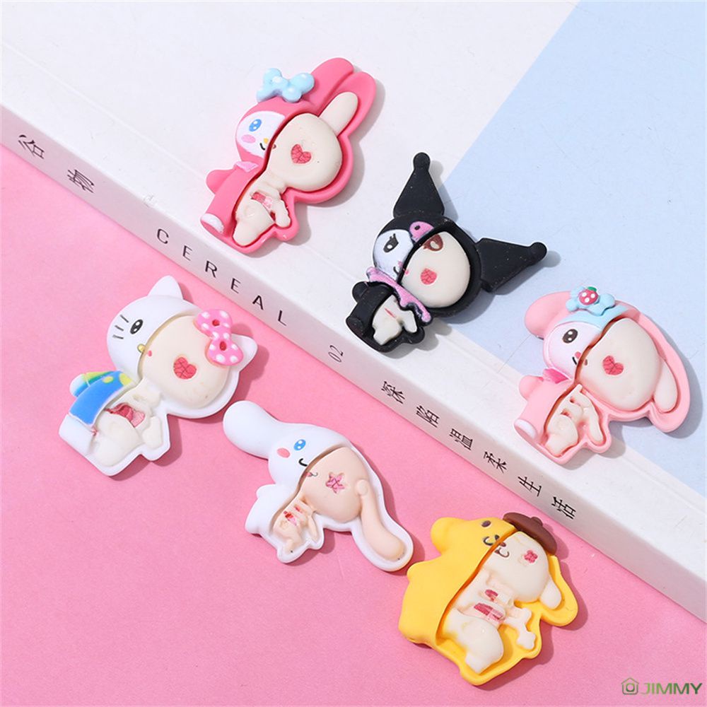 Sanrio Loạt Miếng Dán Vỏ Điện Thoại Miếng Dán Hoạt Hình 3d Chai Nước Miếng Dán Tóc Thủ Công Tự Làm Phụ Kiện Nhựa Resin Dán Vỏ Điện Thoại Keo Kem