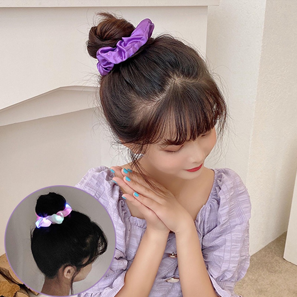 Dây Buộc Tóc Vải Satin Co Giãn Có Đèn LED Phát Sáng Dành Cho Nữ