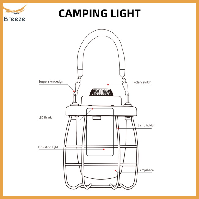 Đèn Cắm Trại Phong Cách Retro 2000mah Chống Thấm Nước Kèm Sạc Usb Tiện Dụng