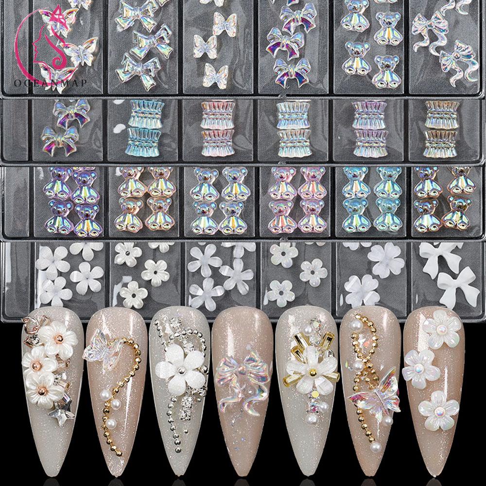 [Hàng mới về] Bộ 48 Phụ Kiện Trang Trí Móng Tay 3d Xinh Xắn