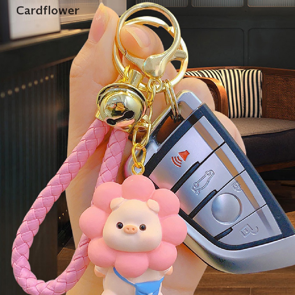 Móc Khóa Dây Da Bện Hình Hoa Hướng Dương / Chú Heo Dễ Thương Cho Cặp Đôi