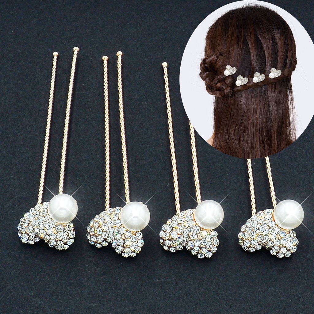 4 Trâm Cài Tóc Cô Dâu Đính Ngọc Trai Sang Trọng