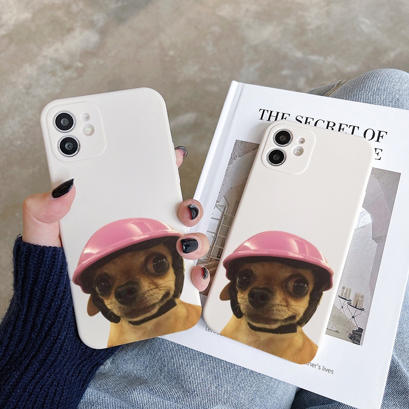 Ốp Điện Thoại Hình Chú Chó Đội Mũ Bảo Hiểm Cho IPhone 6 6S 11 7 8 Se 2020 X XR XS Plus 12 13 14 PRO mini MAX