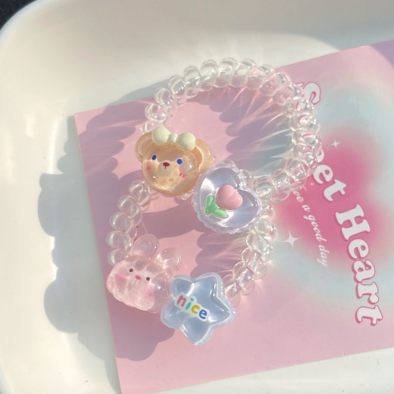 Dây Cột Tóc Co Giãn Trong Suốt Hình Động Vật Hoạt Hình Dễ Thương Cho Nữ