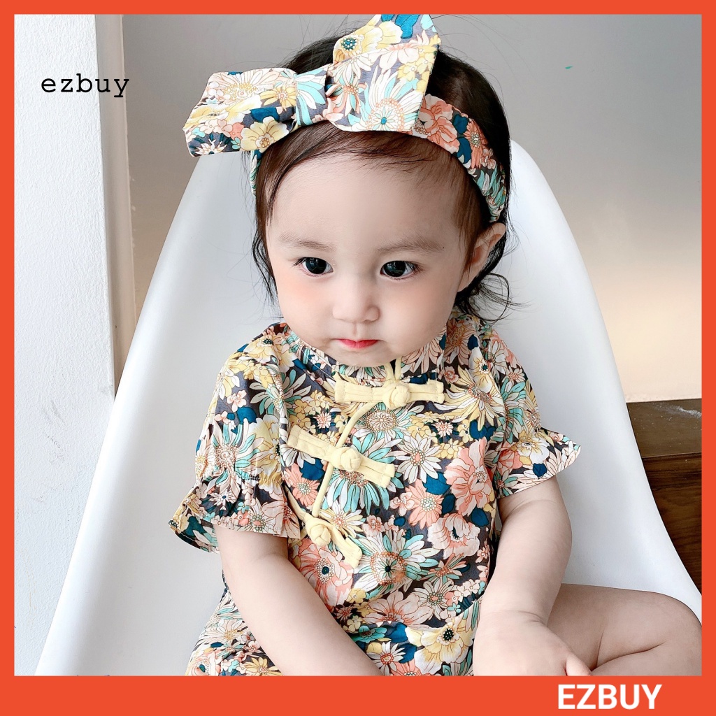 Bộ Áo Liền Quần In Hoa Dáng Rộng Thoáng Khí Thời Trang Mùa Hè Xinh Xắn Cho Bé Gái