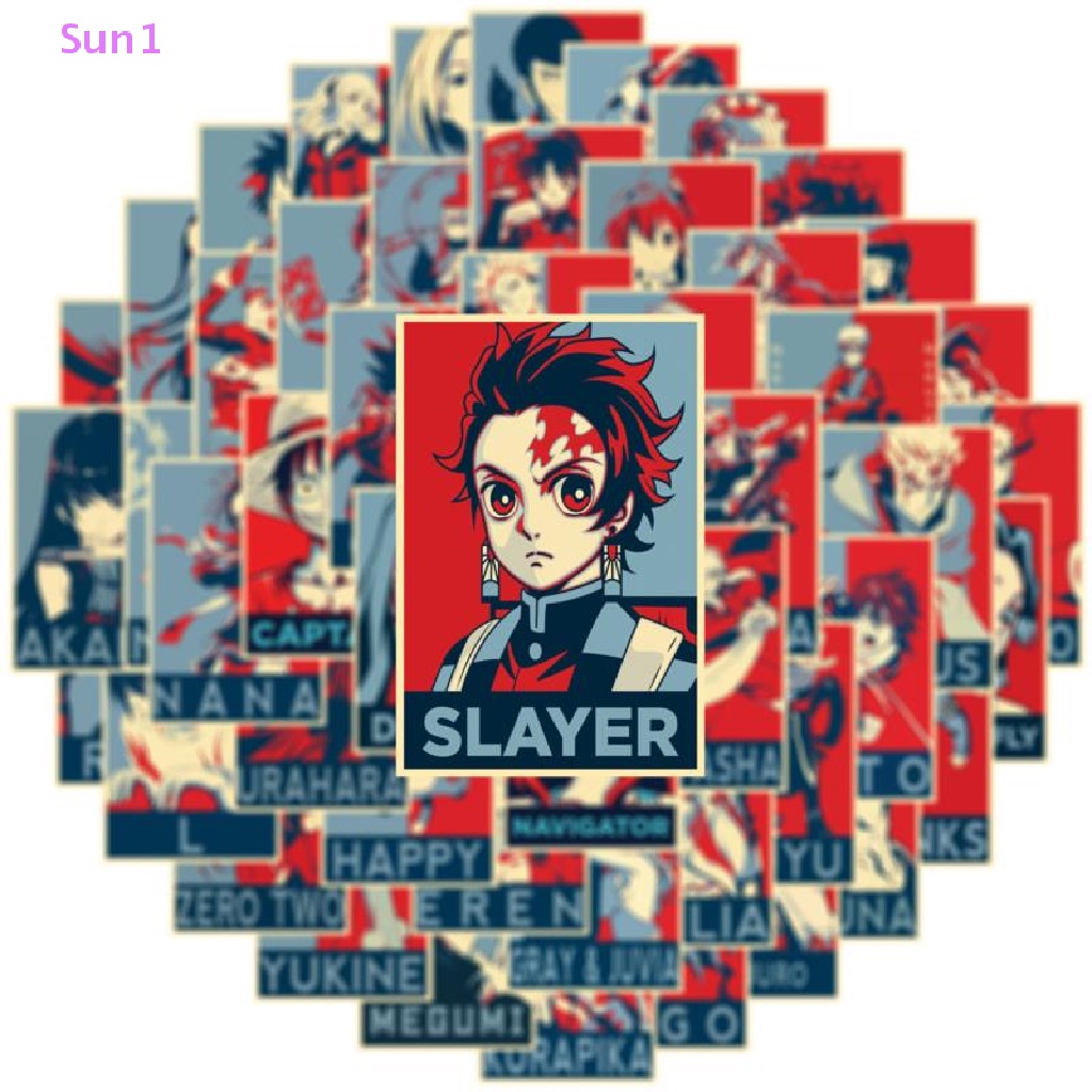 Set 50 Tấm Áp Phích Dán Trang Trí Điện Thoại Laptop Hành Lý Hình Hoạt Hình Đáng Yêu